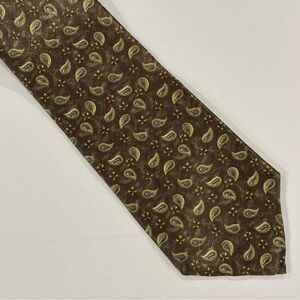 Geoffrey Beene Vintage Men's Brown & Tan Gold Paisley 100% Silk Tie